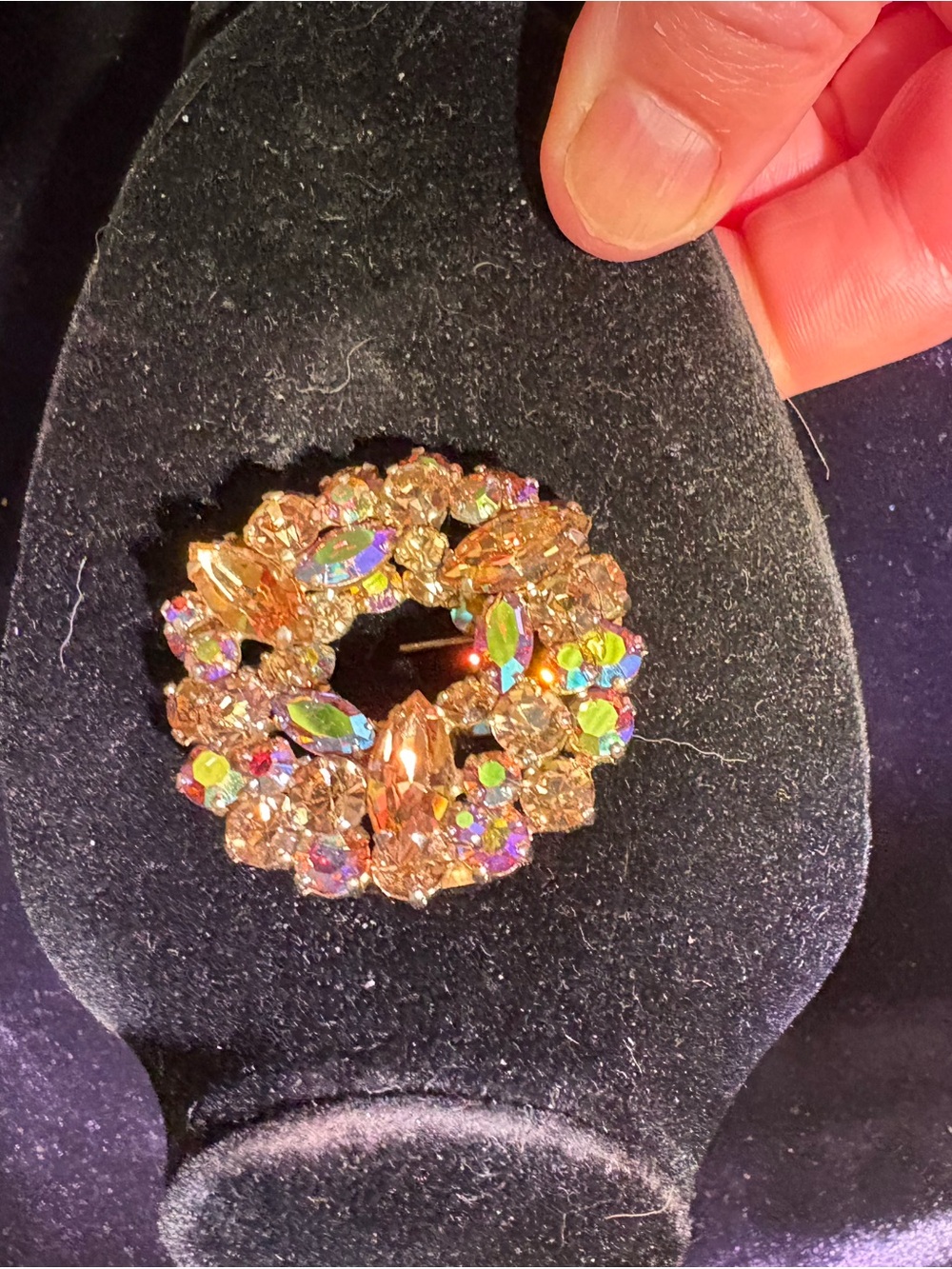 Sherman Crystal Wreath Brooch in Champagne/amber tones